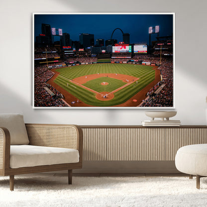 38612-MGV-CV-36X24-Busch Stadium Wall Art Canvas Print, Framed Missouri Stadium Art Picture Print, Busch Stadium Field Perfect Sports Room Decor
