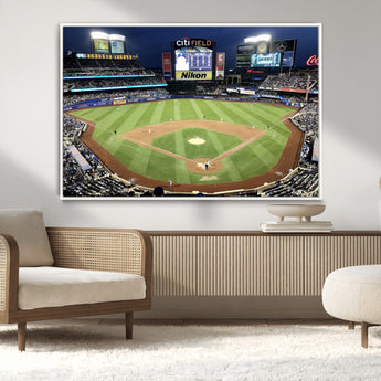 87666-MGV-CV-36X24-City Field Stadium Wall Art Canvas Print, Framed New York Stadium Art Picture Print, Citi Field Stadium Perfect Sport Room Decor
