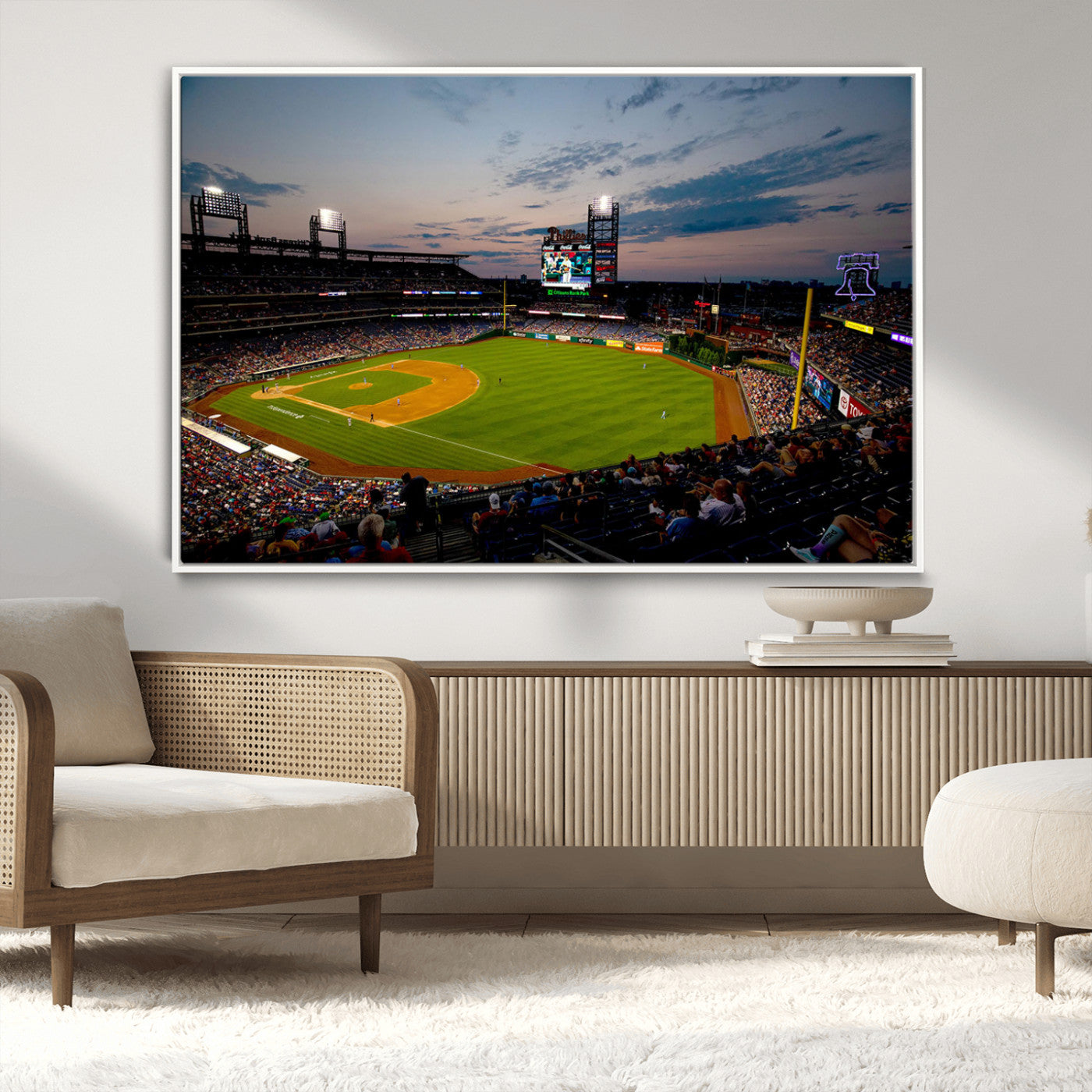 17415-MGV-CV-36X24-Philadelphia Phillies Stadium Wall Art Canvas Print, Framed Citizens Bank Park Art Picture Print, Phillies Stadium Field Perfect