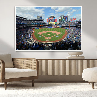 22910-MGV-CV-36X24-City Field Stadium Wall Art Canvas Print, Framed New York Stadium Art Picture Print, City Field Perfect Sport Room Decor Artwork