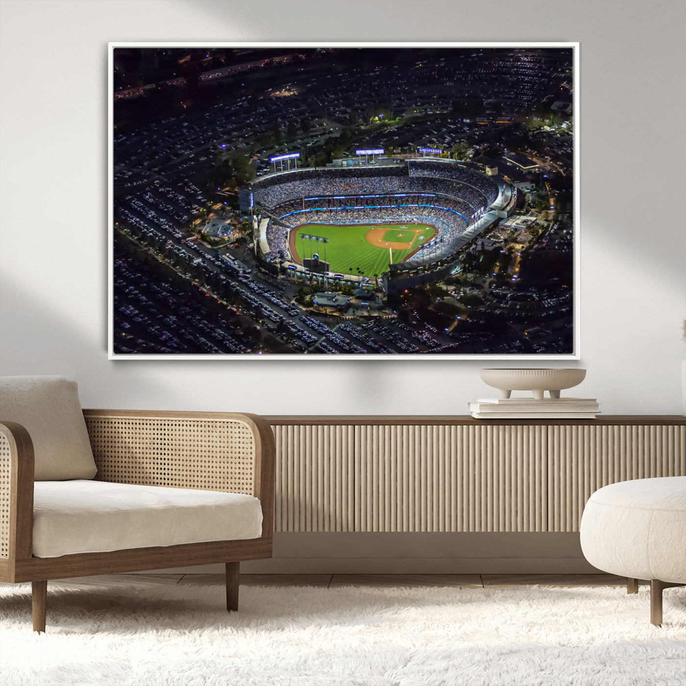 16515-MGV-CV-36X24-Dodgers Stadium Wall Art Canvas Print, Framed Baseball Stadium Art Picture Print, Dodgers Field Perfect Sport Room Decor Artwork