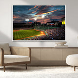 66781-MGV-CV-36X24-Baseball Stadium Wall Art – Canvas Print Evening Game Field Packed Crowd Sunset Sky Sports Photography, Dynamic Decor for Game