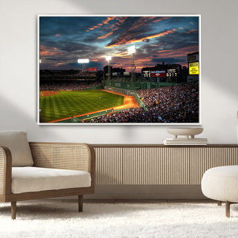 66781-MGV-CV-36X24-Baseball Stadium Wall Art – Canvas Print Evening Game Field Packed Crowd Sunset Sky Sports Photography, Dynamic Decor for Game