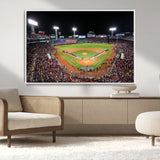47365-MGV-CV-36X24-Fenway Park Stadium Wall Art Canvas Print, Framed Boston Baseball Stadium Art Picture Print, MLB Stadium Field Perfect Sport Room