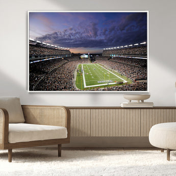 52712-MGV-CV-36X24-Gillette Stadium Field Wall Art Canvas Print, Framed Massachusetts Stadium Art Picture Print, Gillette Stadium Perfect Sport Room