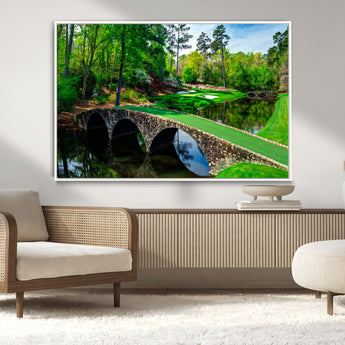 57655-MGV-CV-36X24-Golf Course Wall Art – Canvas Print Scenic Green Fairway Stone Bridge Water Reflection Landscape, Classic Sports Decor for Office,