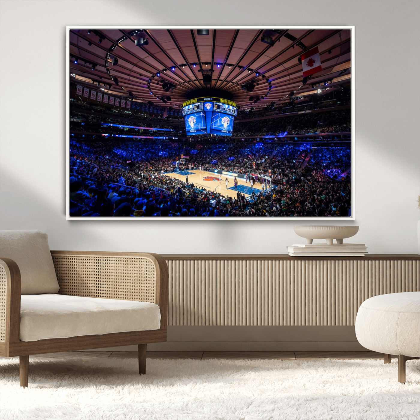 20491-MGV-CV-36X24-Madison Square Garden Wall Art Canvas Print, Framed New York Stadium Art Picture Print, MSG Stadium Perfect Sport Room Decor