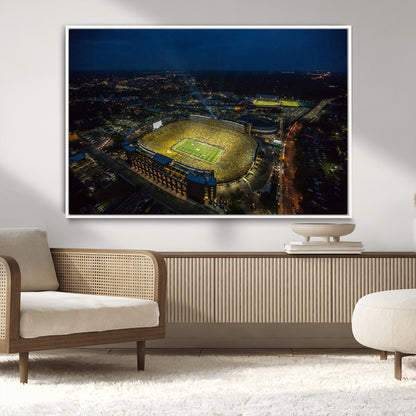 52519-MGV-CV-36X24-Michigan Football Stadium Wall Art Canvas Print, Framed Michigan Stadium Art Picture Print, Michigan Wolverines Field Perfect