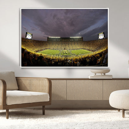 72404-MGV-CV-36X24-Michigan Wolverine Stadium Wall Art Canvas Print, Framed Michigan Stadium Art Picture Print, Football Stadium Perfect Sport Room
