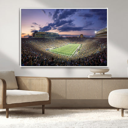 50825-MGV-CV-36X24-Notre Dame Stadium Wall Art Canvas Print, Framed Indiana Stadium Art Picture Print, Football Stadium Perfect Sports Room Decor