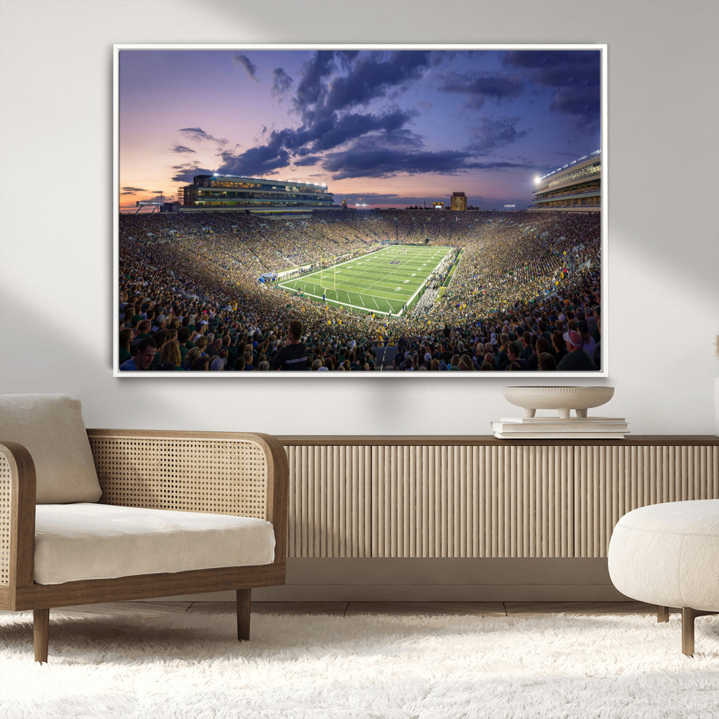 50825-MGV-CV-36X24-Notre Dame Stadium Wall Art Canvas Print, Framed Indiana Stadium Art Picture Print, Football Stadium Perfect Sports Room Decor