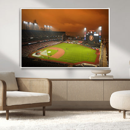 31315-MGV-CV-36X24-Oracle Park Stadium Wall Art Canvas Print, Framed California Stadium Art Picture Print, Oracle Park Field Perfect Sport Room Decor