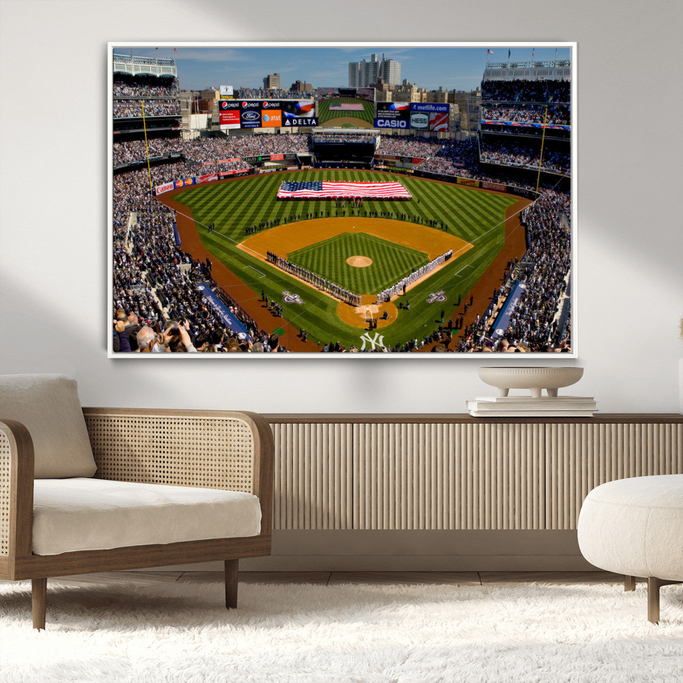 20879-MGV-CV-36X24-Yankee Stadium Wall Art Canvas Print, Framed New York Stadium Art Picture Print, Yankee Field Perfect Sport Room Decor Artwork