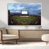 44631-MGV-CV-36X24-Oracle Park Stadium Wall Art Canvas Print, Framed San Francisco Giants Art Picture Print, Giants Stadium Field Perfect Sports Room