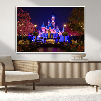 79435-MGV-CV-36X24-Disney Castle Wall Art Canvas Print, Framed Magic Kingdom Art Picture Print, Disney World Perfect Child Room Decor Artwork