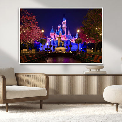 79435-MGV-CV-36X24-Disney Castle Wall Art Canvas Print, Framed Magic Kingdom Art Picture Print, Disney World Perfect Child Room Decor Artwork