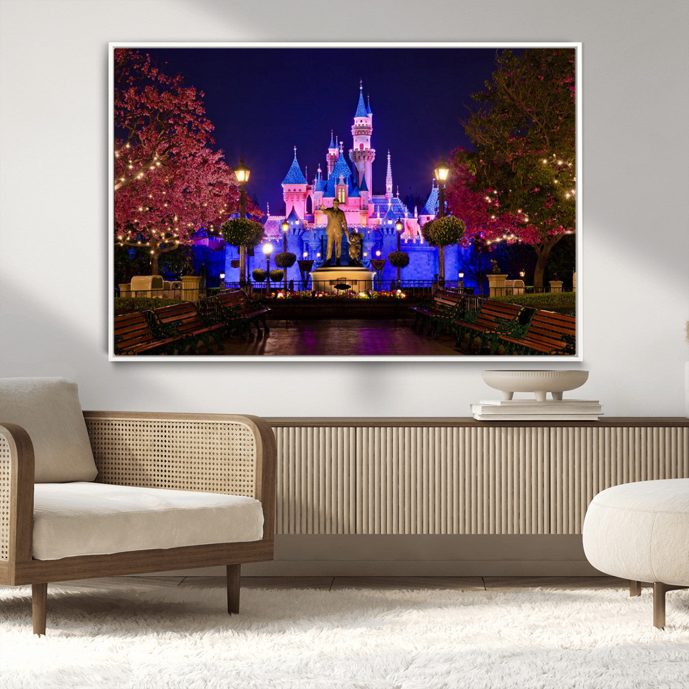 79435-MGV-CV-36X24-Disney Castle Wall Art Canvas Print, Framed Magic Kingdom Art Picture Print, Disney World Perfect Child Room Decor Artwork