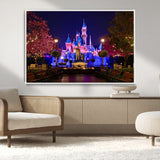 79435-MGV-CV-36X24-Disney Castle Wall Art Canvas Print, Framed Magic Kingdom Art Picture Print, Disney World Perfect Child Room Decor Artwork