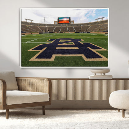 52835-MGV-CV-36X24-Notre Dame Stadium Wall Art Canvas Print, Framed Indiana Stadium Art Picture Print, Notre Dame Field Perfect Sport Room Decor