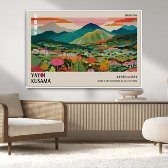 54215-MGV-FC-36X24_White-Yayoi Kusama Wall Art – Panoramic Japanese Landscape Canvas Print, Modern Abstract Nature Decor for Office, Bedroom or Living Room