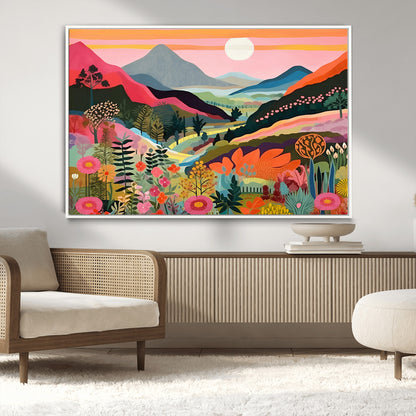 61376-MGV-CV-36X24-Floral Valley Wall Art – Panoramic Mountain Landscape Canvas Print, Vibrant Nature Decor for Living Room, Office, or Bedroom
