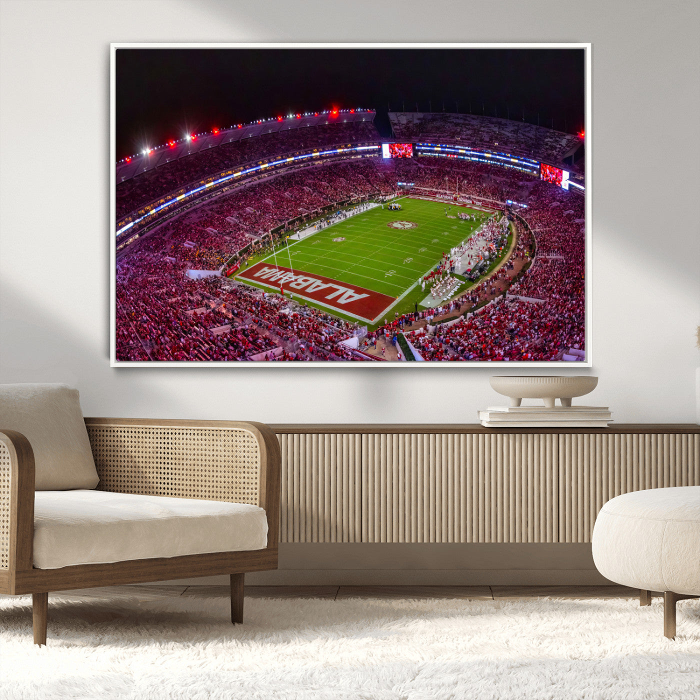 11343-MGV-CV-36X24-Bryant-Denny Stadium Wall Art – Panoramic Alabama Crimson Tide Football Field Canvas Print, Game Day Decor for Office, Man Cave or