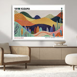 66936-MGV-CV-36X24-Kusama Wall Art – Vibrant Abstract Hills Canvas Print, Japanese Modern Landscape Poster for Living Room, Office, Studio or