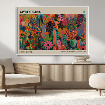 40791-MGV-CV-36X24-Kusama Inspired Wall Art – Vibrant Abstract Floral Jungle Canvas Print, Bold Pop Art Botanical Decor for Living Room, Bedroom, or