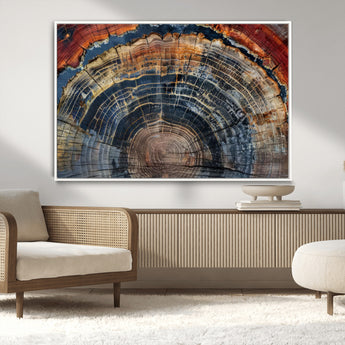 63519-MGV-FC-36X24_White-Tree Ring Wall Art – Rustic Nature Wood Grain Canvas Print, Abstract Natural Texture Artwork Poster for Living Room, Bedroom,