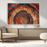 28555-MGV-FC-36X24_White-Tree Ring Wall Art – Rustic Wood Grain Canvas Print, Natural Texture Abstract Artwork Poster for Living Room, Bedroom, Office,