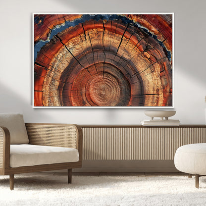 28555-MGV-FC-36X24_White-Tree Ring Wall Art – Rustic Wood Grain Canvas Print, Natural Texture Abstract Artwork Poster for Living Room, Bedroom, Office,