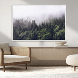 42578900-MGV-CV-36X24-Misty Pine Forest Wall Art – Tranquil Foggy Mountain Canvas Print, Nature Landscape Décor for Bedroom, Living Room, Cabin or