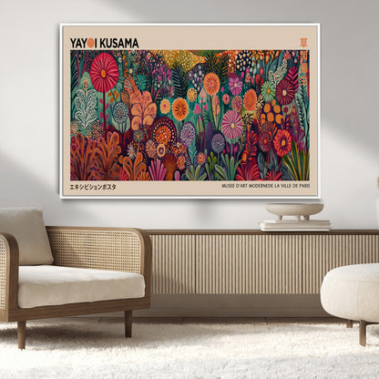 51280-MGV-CV-36X24-Abstract Yayoi Kusama Wall Art Canvas Print, Framed Japanese Wabi Sabi Art Picture Print, Yayoi Kusama Perfect Abstract Modern