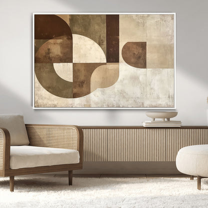 59767-MGV-CV-36X24-Abstract Geometric Shapes Wall Art – Modern Minimalist Canvas Print, Neutral Brown Beige Tan Artwork for Living Room, Bedroom,