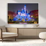 66710-MGV-CV-36X24-Enchanted Castle Wall Art – Magical Night Scene Canvas Print with Glowing Lights, Fantasy Architecture Artwork for Living Room,
