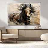 53001-MGV-CV-36X24-Wild Horse Wall Art – Majestic Stallion Canvas Print with Flowing Mane, Rustic Western Style Painting for Living Room, Office or