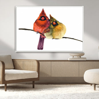 67752-MGV-CV-36X24-Cardinal Couple Wall Art – Male and Female Cardinal Canvas Print, Romantic Bird Artwork for Nature Lovers, Living Room, Bedroom,