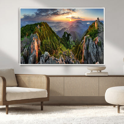 51582565-MGV-CV-36X24-Mountain Sunrise Panorama Wall Art – Scenic Landscape Canvas Print, Hiking Adventure Nature Photography, Large Mountain Range Wall