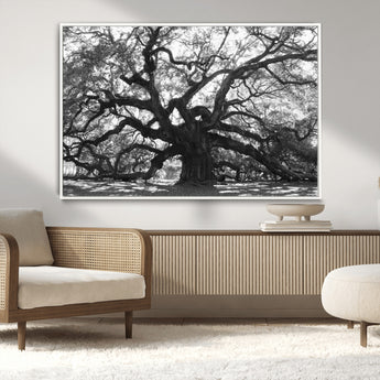 81655611-MGV-CV-36X24-Ancient Oak Wall Art Canvas Print, Framed Twisted Branches Art Picture Print, Gnarled Tree Perfect Moody Nature Decor Artwork