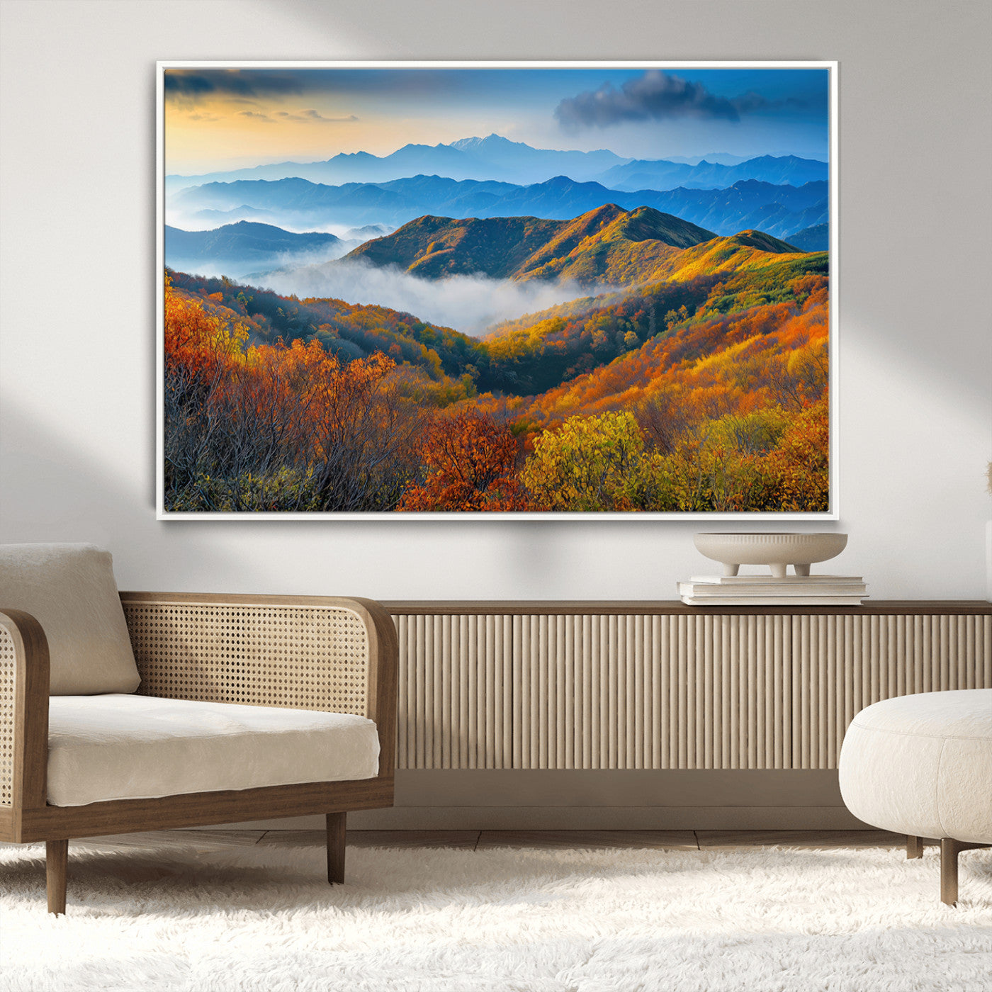 86772247-MGV-CV-36X24-Autumn Mountains Wall Art Canvas Print, Framed Fall Foliage Art Picture Print, Vibrant Hills Perfect Vibrant Nature Decor Artwork