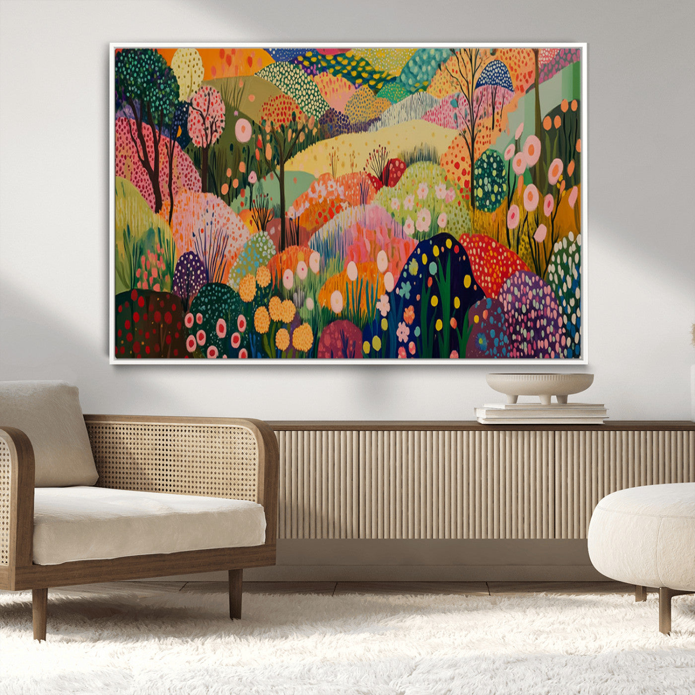 82685568-MGV-CV-36X24-Colorful Garden Wall Art – Vibrant Landscape Canvas Print, Modern Floral Abstract Painting for Living Room, Bedroom, Office, or