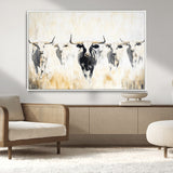 40397799-MGV-CV-36X24-Texas Longhorn Wall Art Canvas Print, Framed Rustic Herd Art Picture Print, Western Bull Perfect Neutral Western Decor Artwork