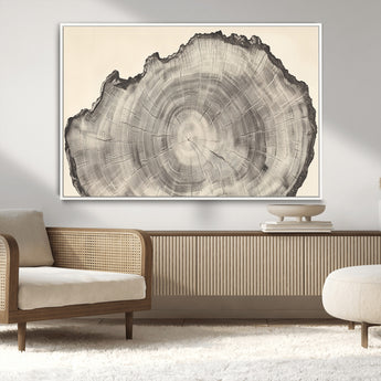 98921313-MGV-CV-36X24-Tree Ring Wall Art Canvas Print, Framed Wood Slice Art Picture Print, Minimalist Wood Perfect Rustic Academic Decor Artwork