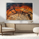 65909987-MGV-CV-36X24-Rustic Tree Ring Wall Art – Nature Inspired Wooden Texture Canvas Print, Modern Abstract Artwork for Living Room, Bedroom, Office