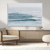 73969318-MGV-CV-36X24-Ocean Waves Wall Art Canvas Print, Framed Surfer Lineup Art Picture Print, Crowded Ocean Perfect Minimal Coastal Decor Artwork
