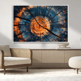 81894502-MGV-CV-36X24-Burnt Wood Wall Art Canvas Print, Framed Aged Timber Art Picture Print, Rustic Tree Slice Perfect Rustic Decor Artwork for Home,