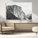 39393420-MGV-CV-36X24-El Capitan Wall Art Canvas Print, Framed Yosemite Cliff Art Picture Print, Monochrome Mountain Perfect Monochrome Sierra Decor