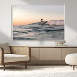 58502923-MGV-CV-36X24-Wave Rider Wall Art Canvas Print, Framed Ocean Wave Art Picture Print, Riding Surf Perfect Sunset Surf Decor Artwork