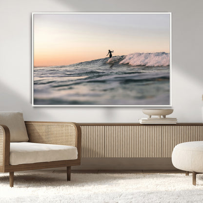 58502923-MGV-CV-36X24-Wave Rider Wall Art Canvas Print, Framed Ocean Wave Art Picture Print, Riding Surf Perfect Sunset Surf Decor Artwork