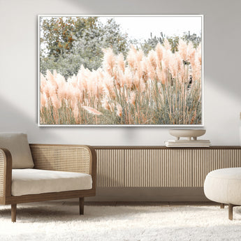 21826392-MGV-CV-36X24-Pampas Grass Wall Art Canvas Print, Framed Soft Pampas Art Picture Print, Pastel Grasses Perfect Soft Neutral Boho Decor Artwork